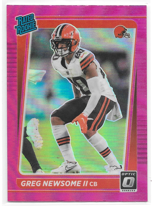 Greg Newsome II (Cleveland Browns) Rated Rookie Pink Panini Donruss Optic Football 2021