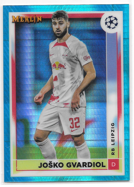 Josko Gvardiol (RB Leipzig) Aqua Prism Refractor Topps Merlin Chrome UCC 22-23