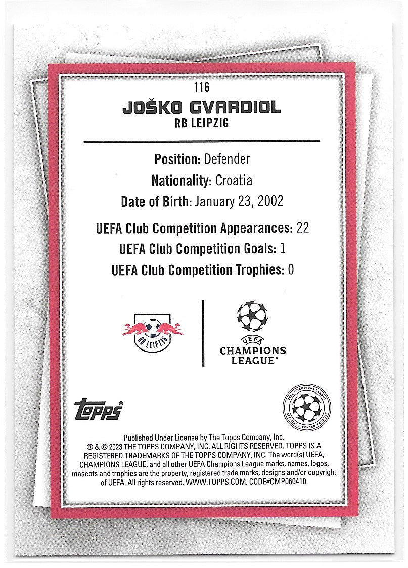 Josko Gvardiol (RB Leipzig) Fire & Ice Limited Topps SuperStars 22-23