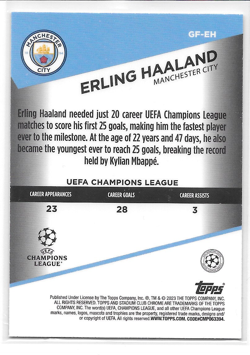 Erling Haaland (Manchester City) Goal Force Topps Stadium Club Chrome 22-23