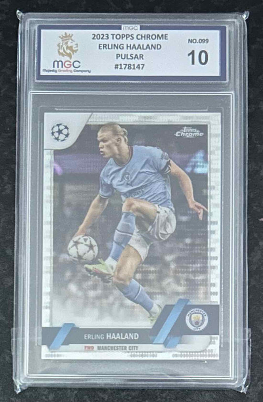 Erling Haaland (Manchester City) Pulsar Refractor Topps Chrome UCC 22-23 MGC 10