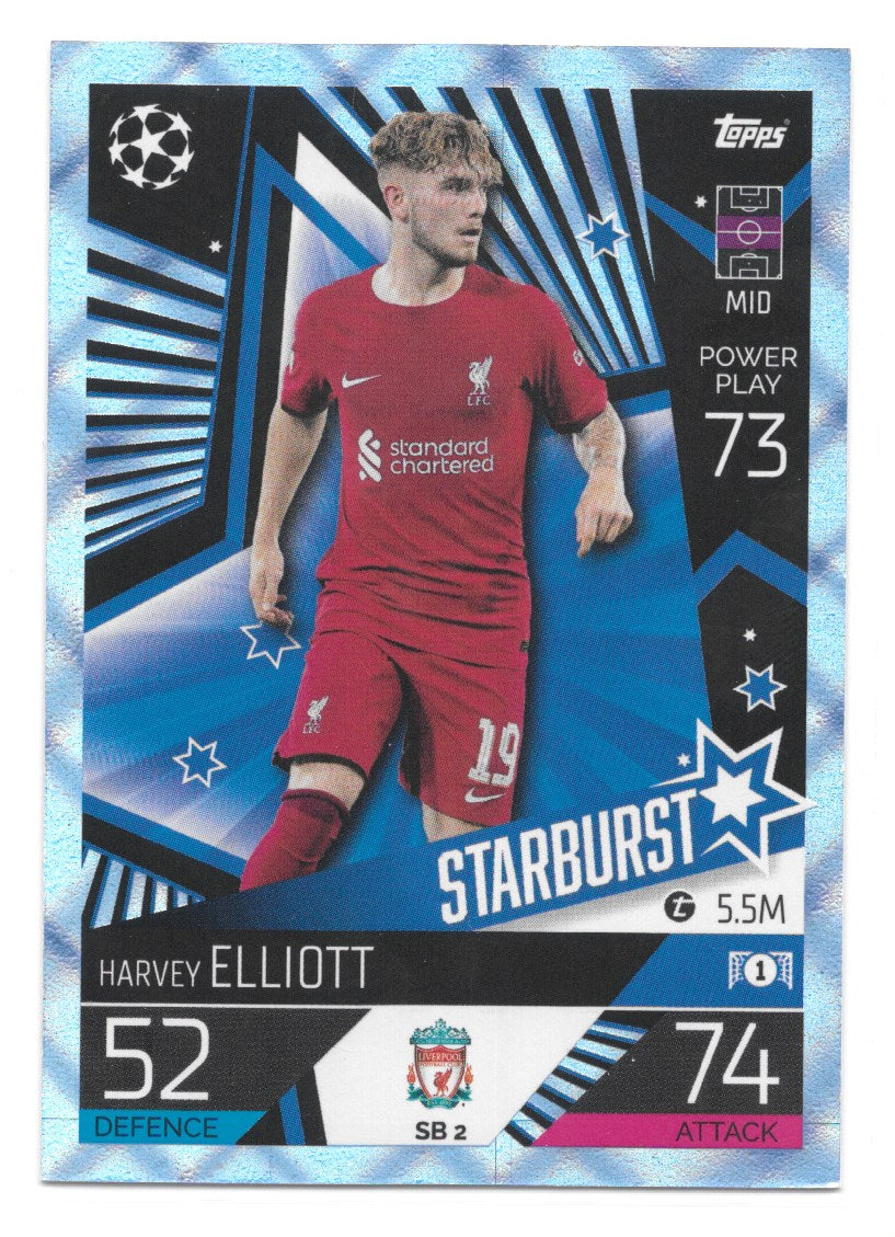 Harvey Elliott (Liverpool FC) Crystal Blue Starburst Match Attax 2023