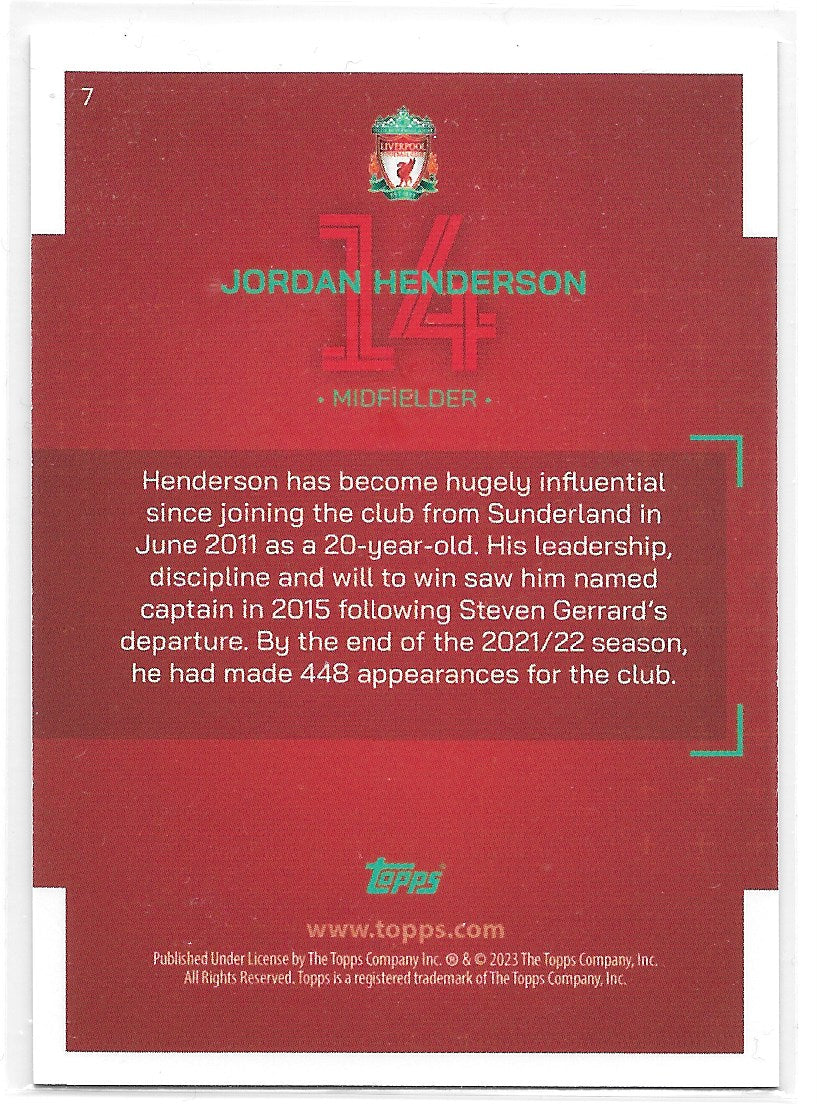 Jordan Henderson (Liverpool FC) Icy Foil Topps Liverpool Team Set 22-23