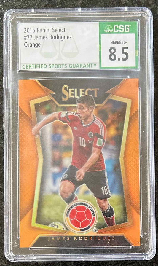 James Rodriguez (Colombia) Orange Prizm /149 Panini Select Soccer 2015-16 CSG 8.5