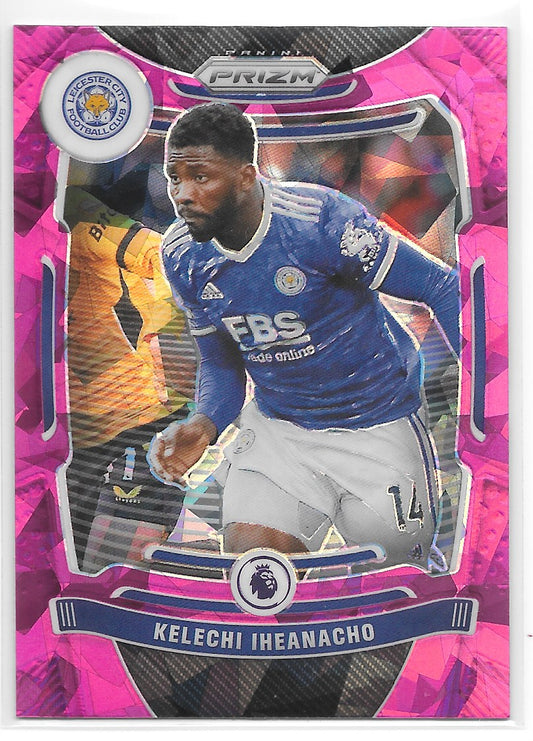 Kelechi Iheanacho (Leicester City) Pink Ice Panini Prizm Premier League 21-22