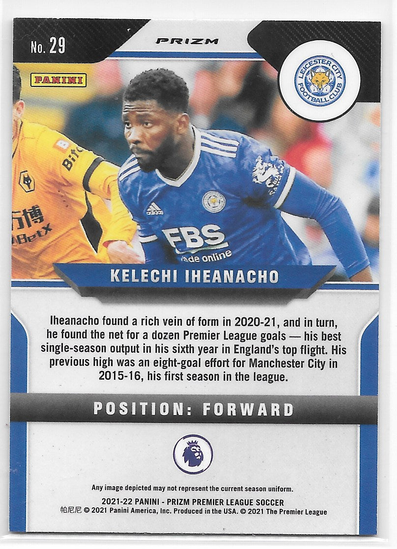 Kelechi Iheanacho (Leicester City FC) Red White Blue Panini Prizm Premier League 21-22