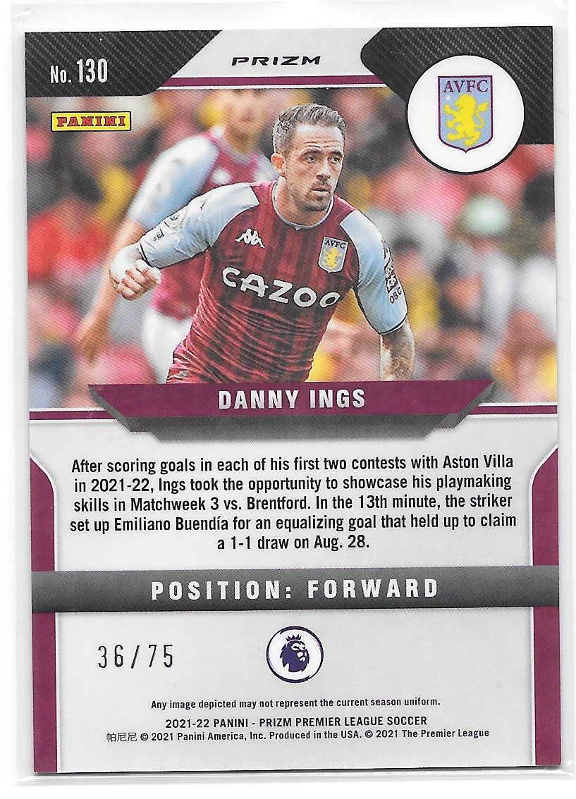 Danny Ings (Aston Villa) Blue Ice /75 Panini Prizm Premier League 21-22