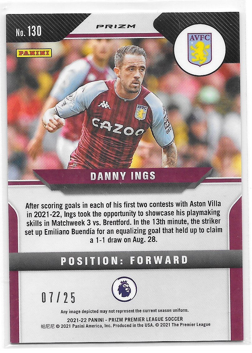 Danny Ings (Aston Villa) Orange Prizm /25 Panini Prizm Premier League 21-22