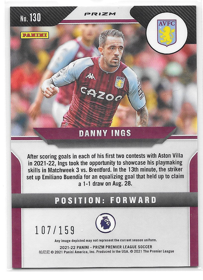 Danny Ings (Aston Villa) Red Mojo /159 Panini Prizm Premier League 21-22