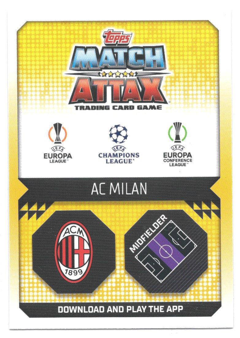 Ismael Bennacer (AC Milan) Crystal Blue Squad Update Match Attax Extra 2023