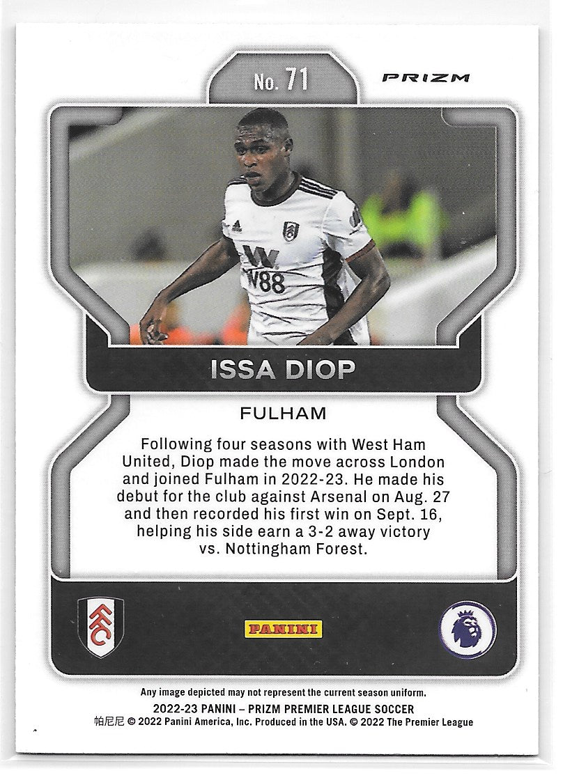 Issa Diop (Fulham FC) Tiger Stripe Choice SP Panini Prizm Premier League 22-23