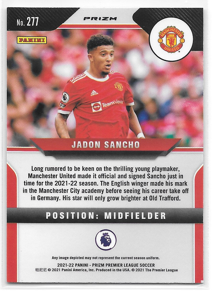 Jadon Sancho (Manchester United) Orange Mojo Panini Prizm Premier League 21-22