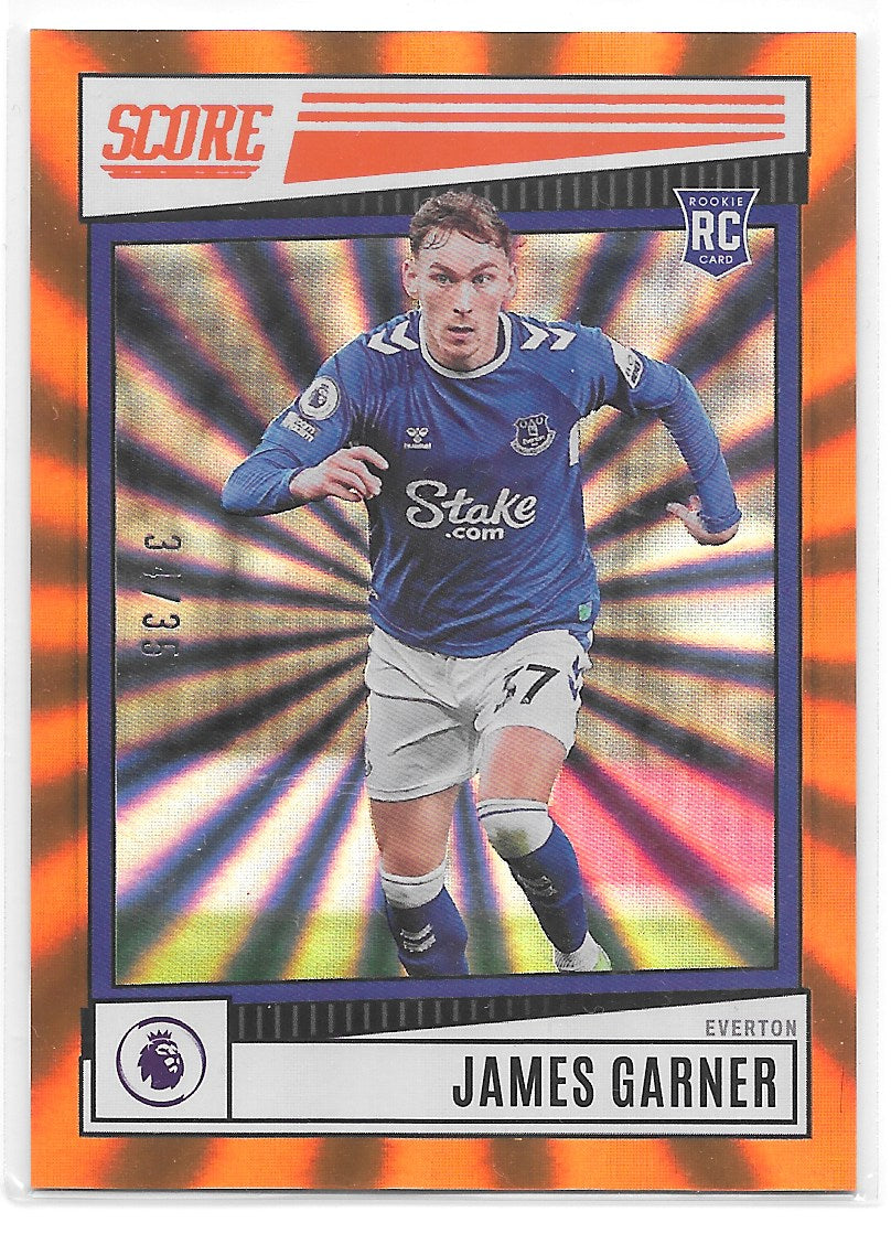 James Garner (Everton) Orange Laser /35 RC Panini Score Premier League 22-23