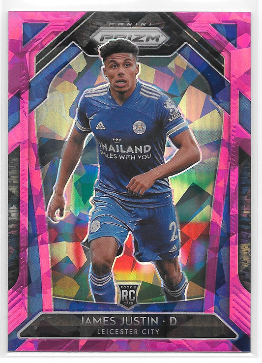 James Justin (Leicester City) Pink Ice RC Panini Prizm Premier League 20-21