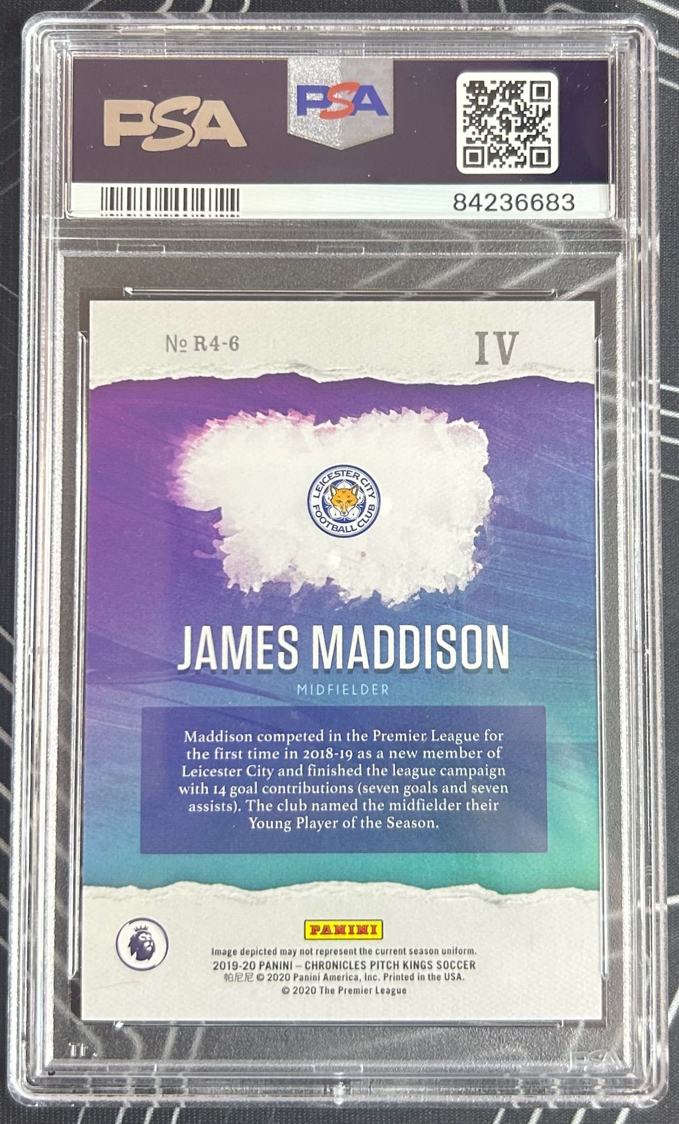 James Maddison (Leicester City) Pitch Kings Rookies IV Panini Chronicles Soccer 2019-20 PSA 9