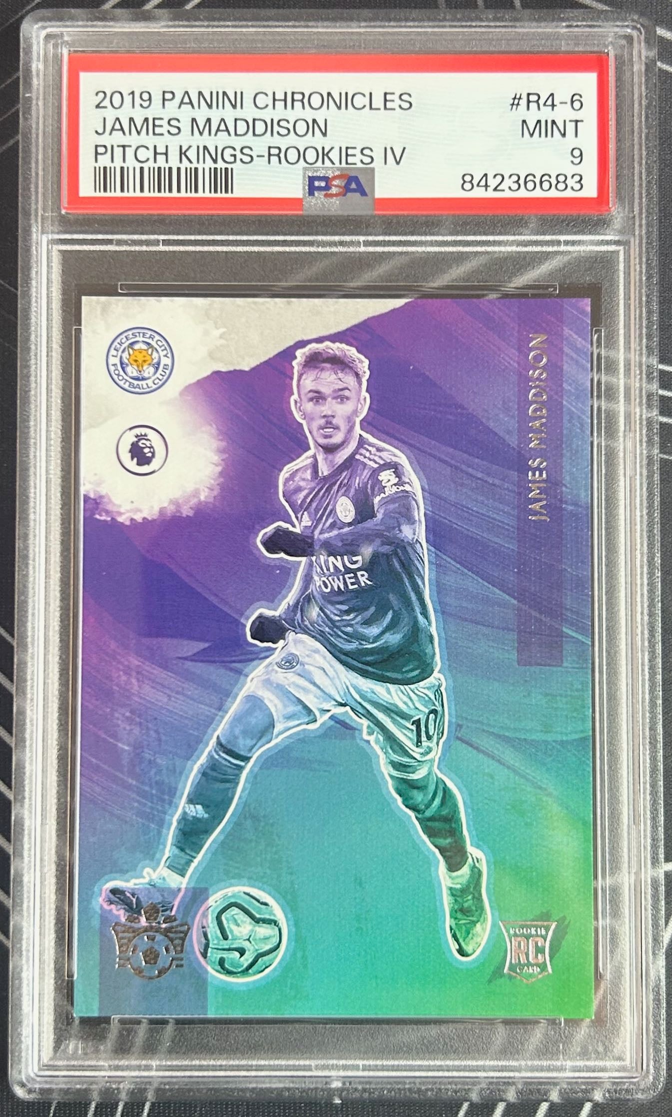 James Maddison (Leicester City) Pitch Kings Rookies IV Panini Chronicles Soccer 2019-20 PSA 9