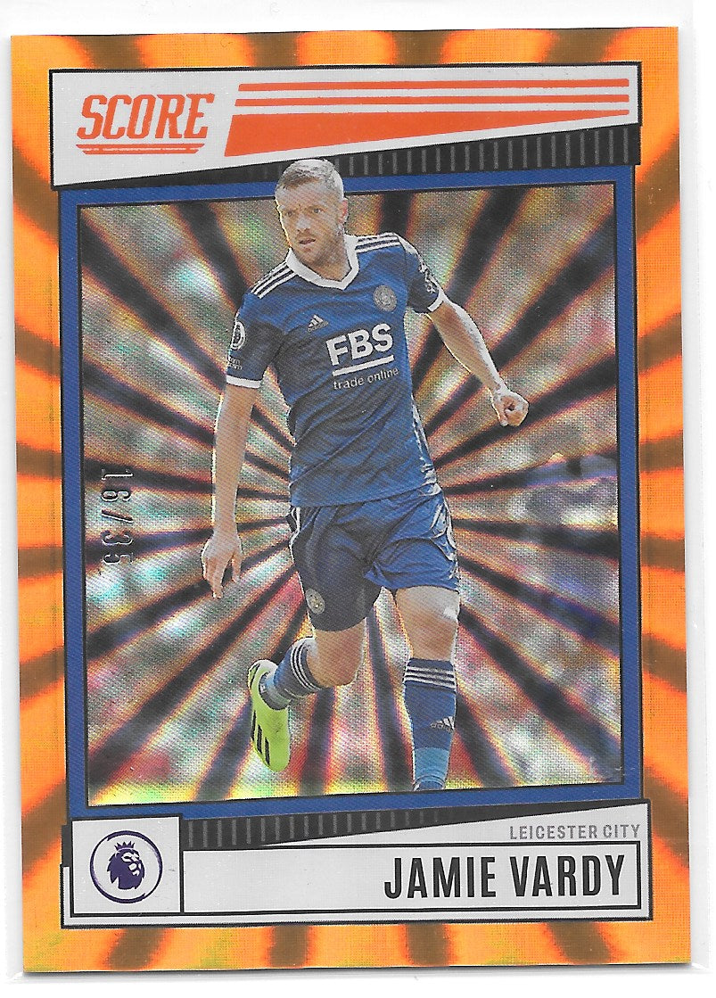 Jamie Vardy (Leicester City) Orange Laser /35 Panini Score Premier League 22-23