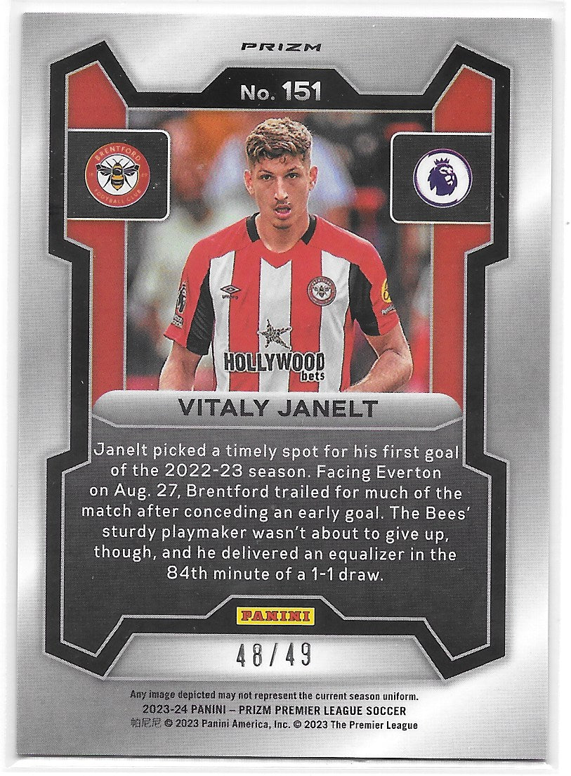 Vitaly Janelt (Brentford) Red Lazer /49 Panini Prizm Premier League 23-24