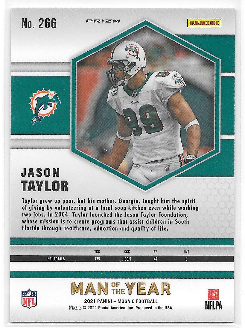 Jason Taylor (Miami Dolphins) Man of the Year Mosaic Panini Mosaic Football 2021