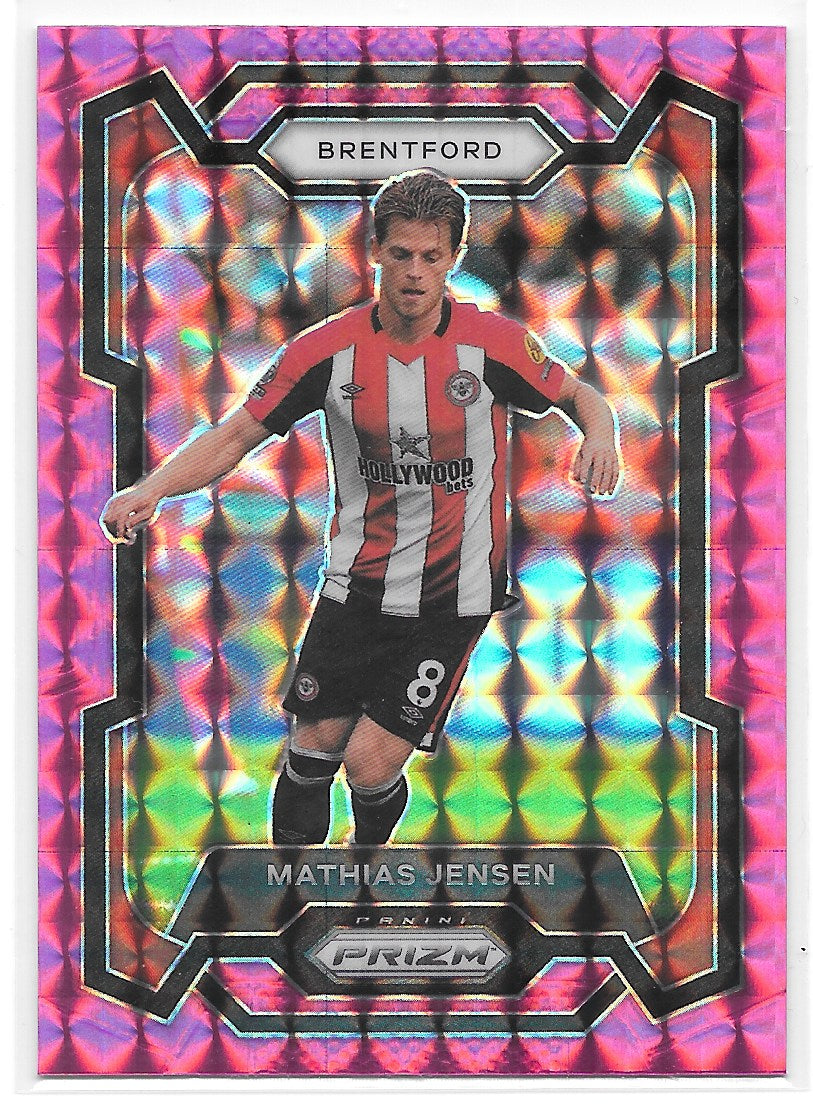 Mathias Jensen (Brentford) Pink Mosaic Panini Prizm Premier League 23-24