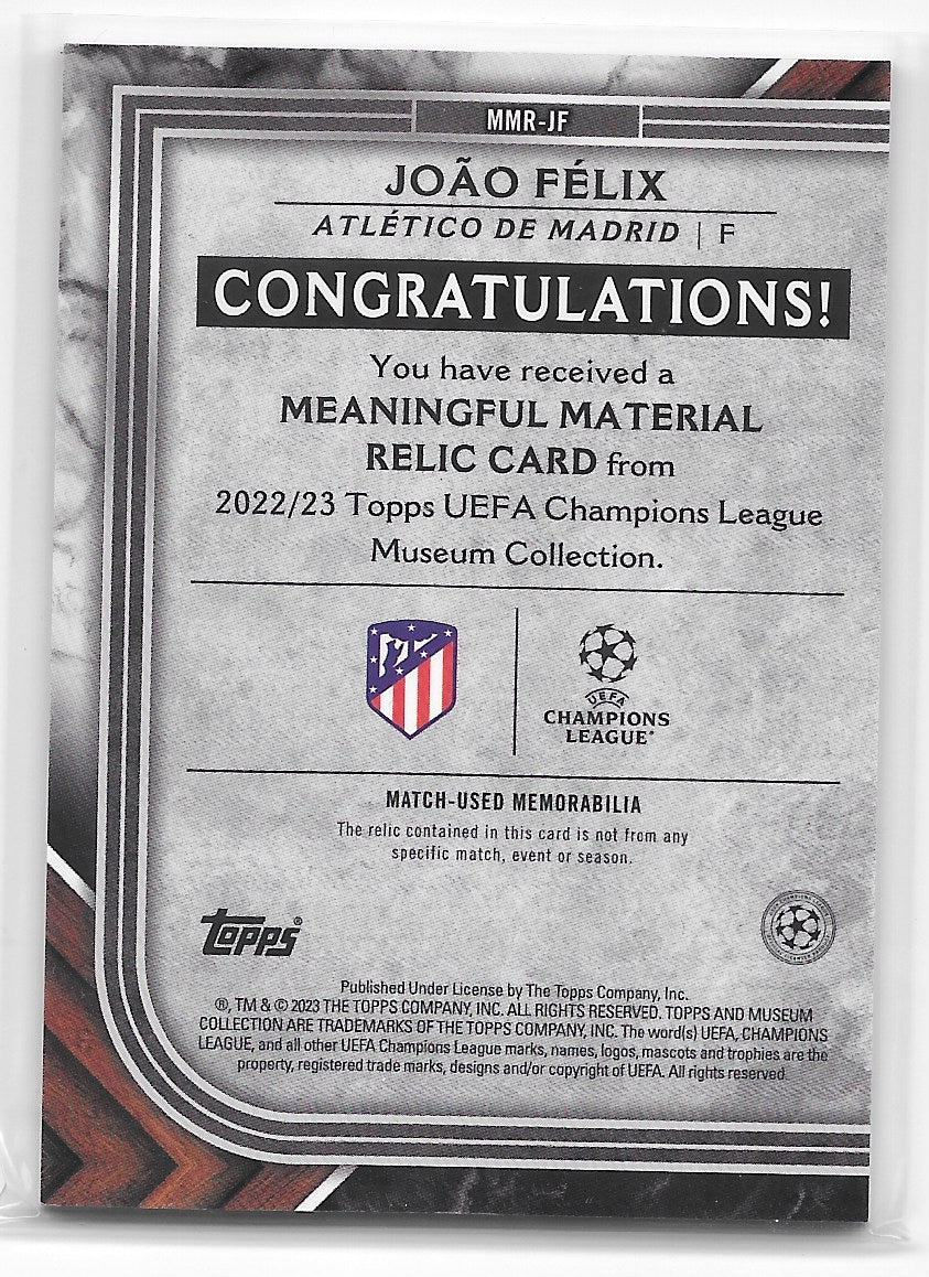 Joao Felix (Atletico de Madrid) Meaningful Material Relic /250 Topps Museum Collection UEFA CL 22-23