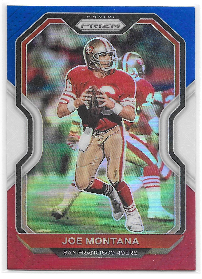 Joe Montana (San Francisco 49ers) Red White Blue Panini Prizm Football 2020