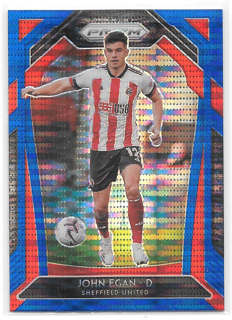 John Egan (Sheffield United) Blue Pulsar Panini Prizm Premier League 20-21