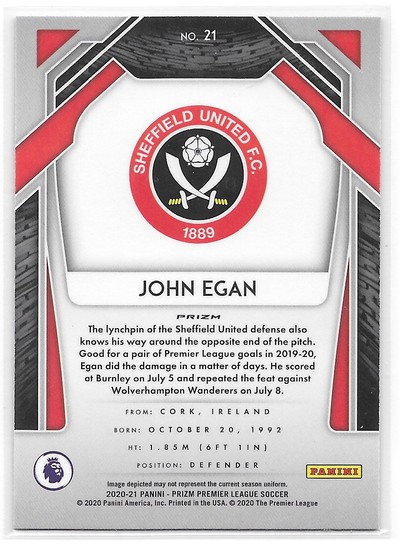 John Egan (Sheffield United FC) Green Pulsar Panini Prizm Premier League 20-21