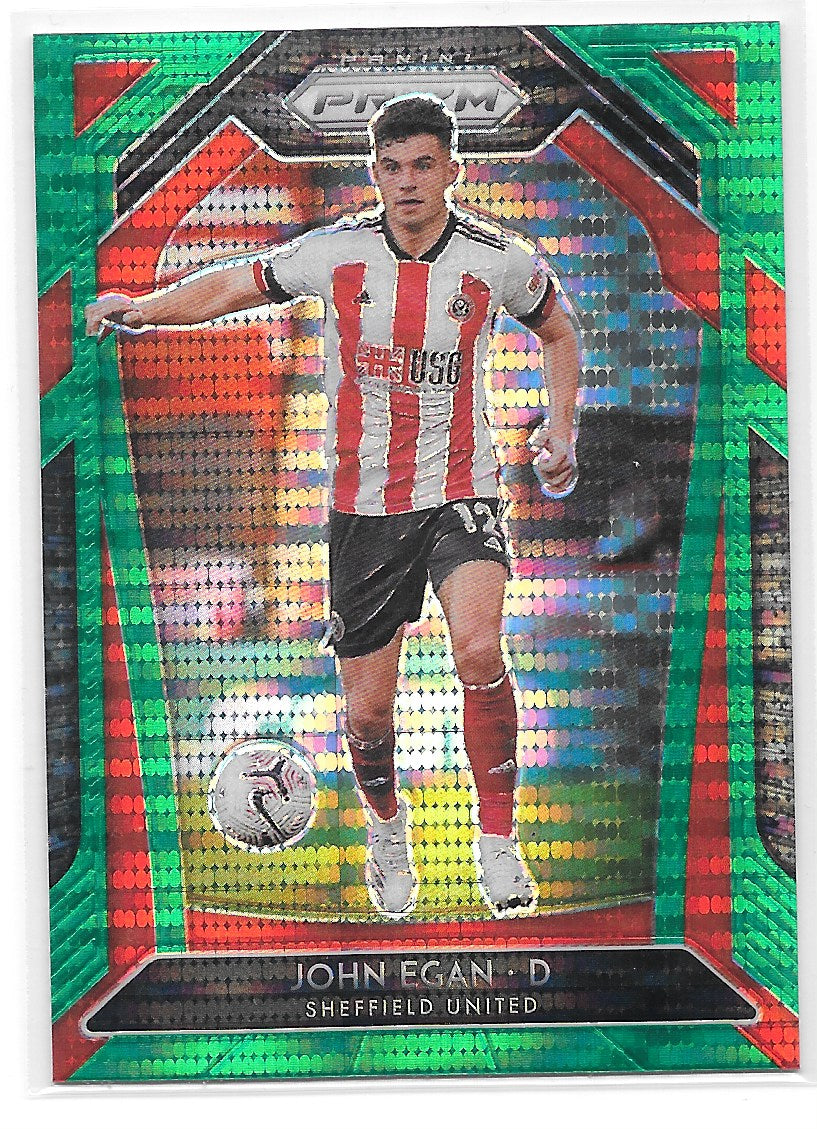 John Egan (Sheffield United FC) Green Pulsar Panini Prizm Premier League 20-21