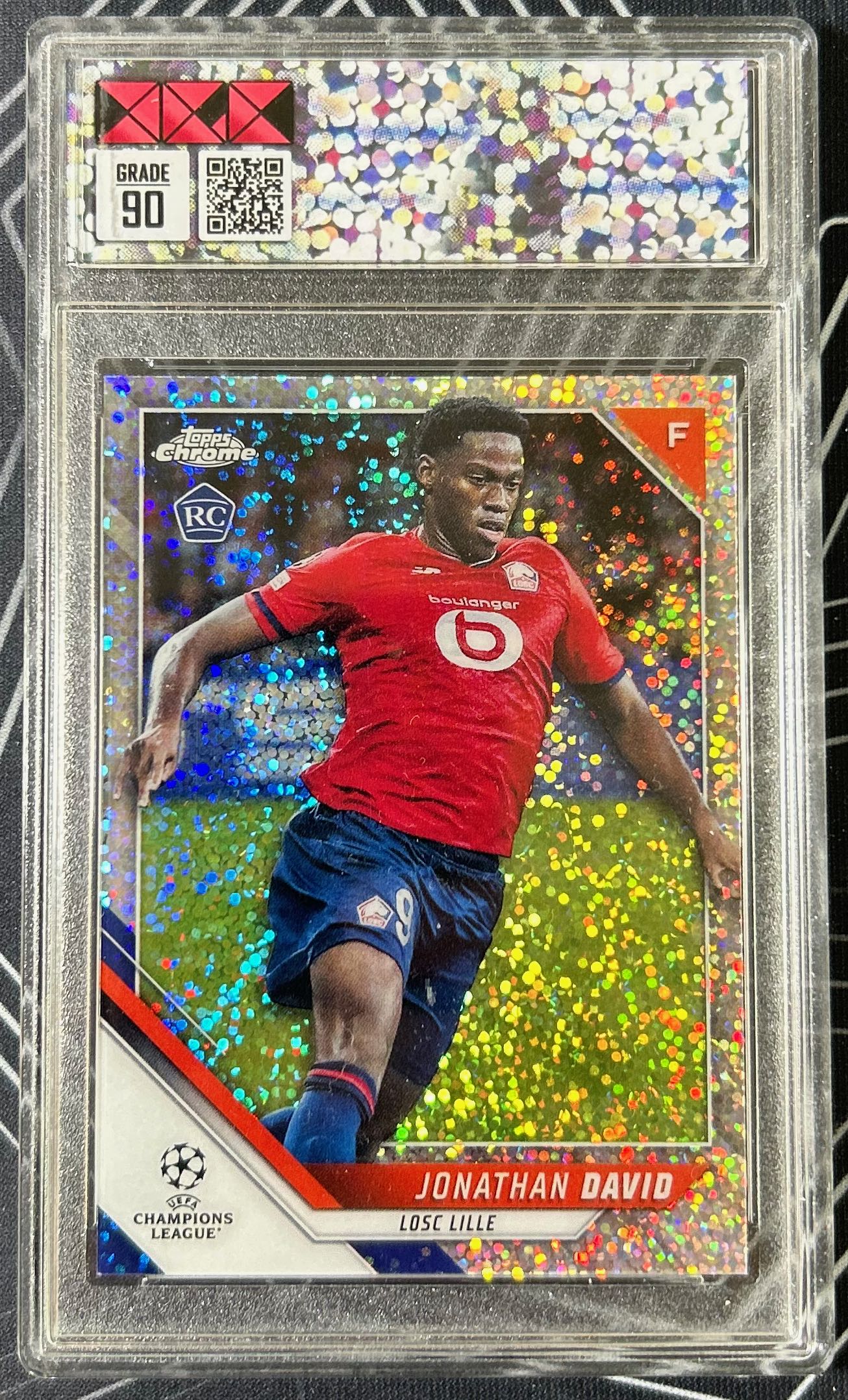 Jonathan David (LOSC Lille) Speckle Refractor RC Topps Chrome UCL 21-22 DGC 90