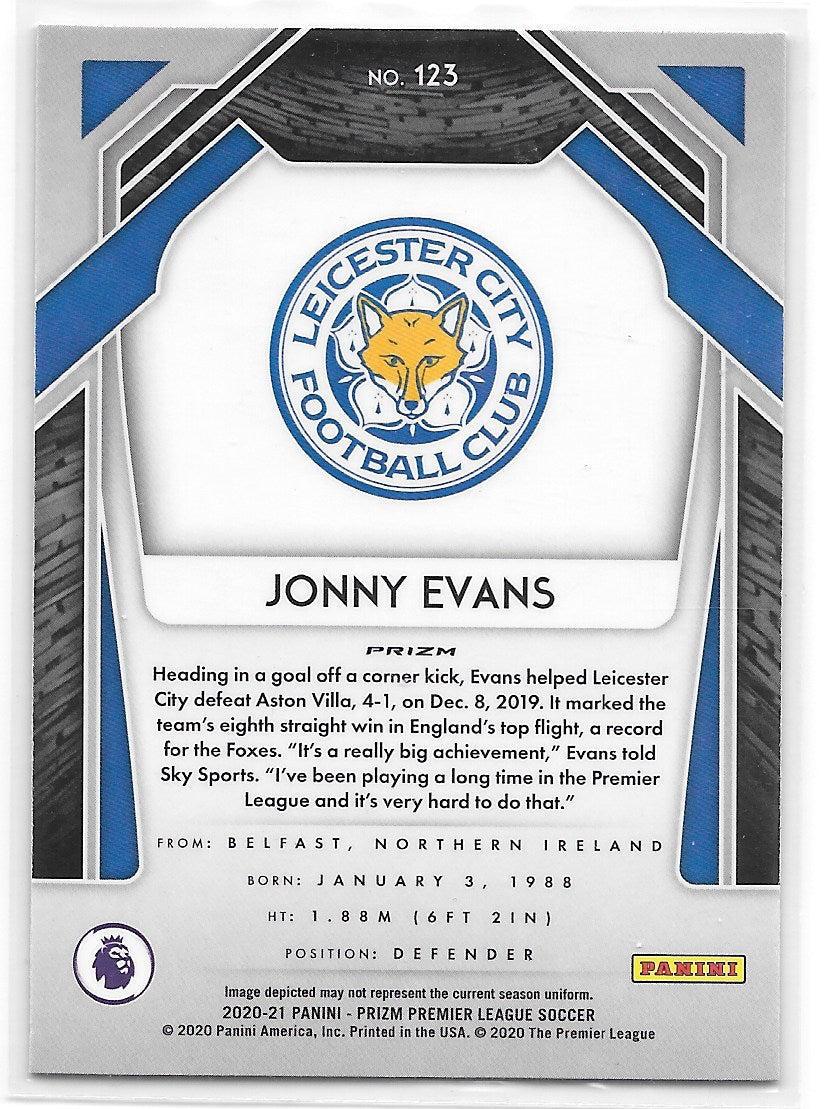 Jonny Evans (Leicester City) Red Pulsar Panini Prizm Premier League 20-21