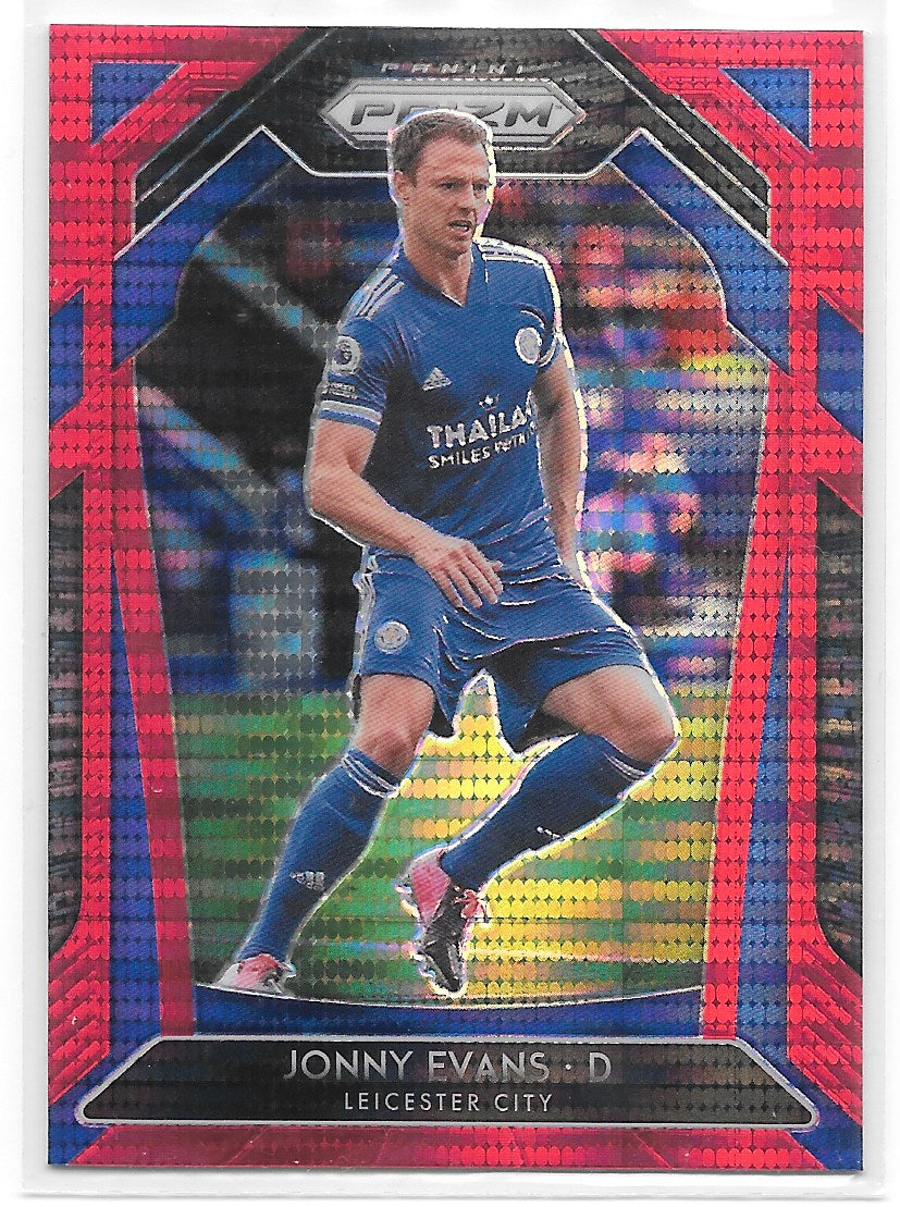 Jonny Evans (Leicester City) Red Pulsar Panini Prizm Premier League 20-21