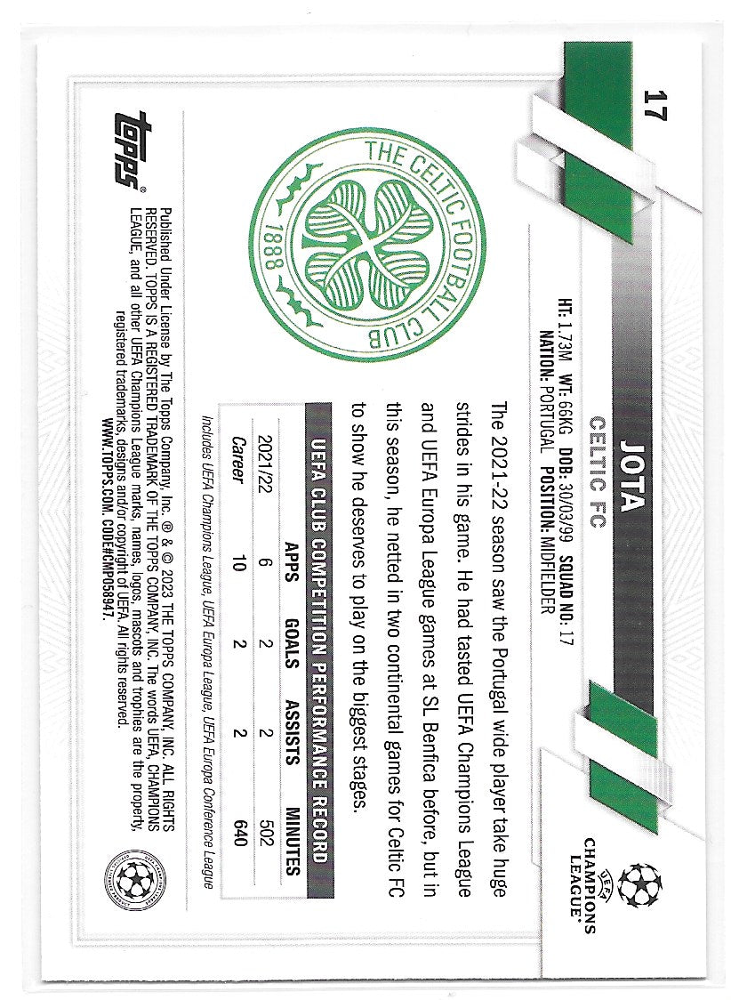 Jota (Celtic FC) Base Topps JADE Edition UEFA Club Competitions 22-23