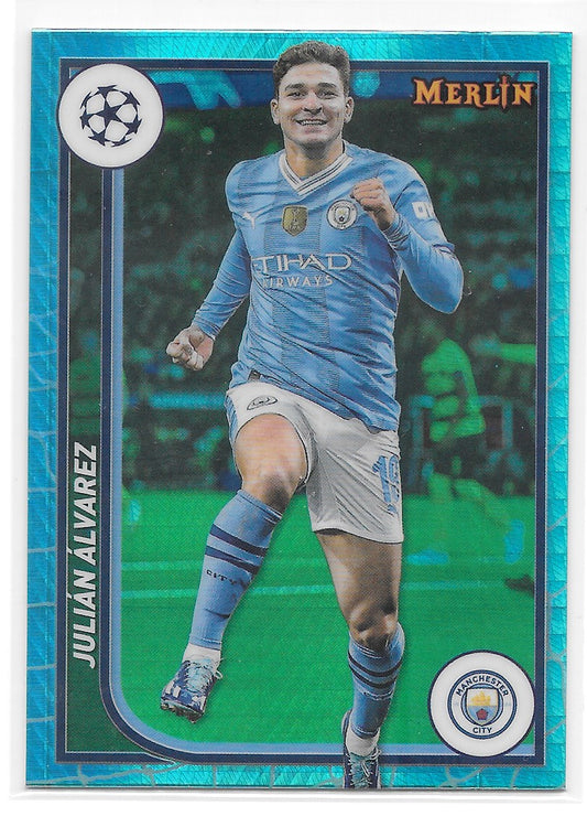 Julian Alvarez (Manchester City) Aqua Prism Refractor Topps Merlin UCC 23-24