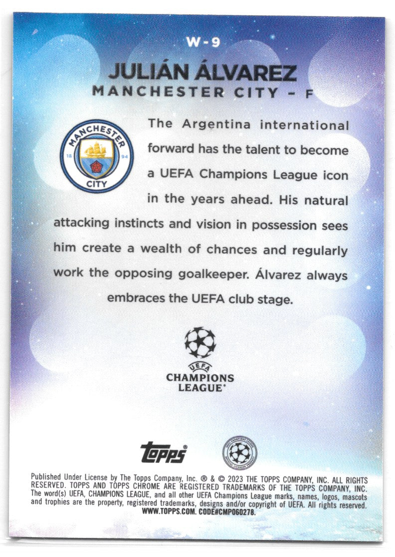 Julian Alvarez (Manchester City) Wonderkids RC Topps Chrome UCC 22-23