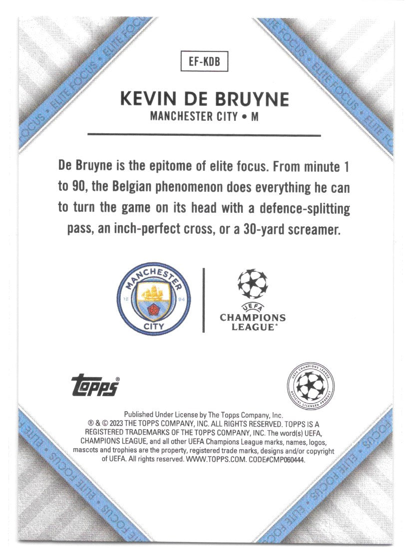 Kevin De Bruyne (Manchester City FC) Elite Focus Topps SuperStars 22/23