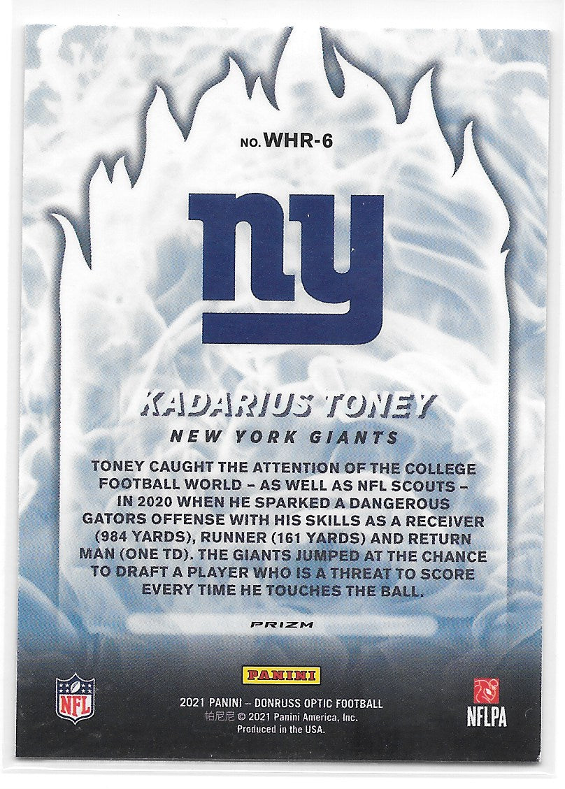 Kadarius Toney (New York Giants) White Hot Rookies Panini Donruss Optic Football 2021