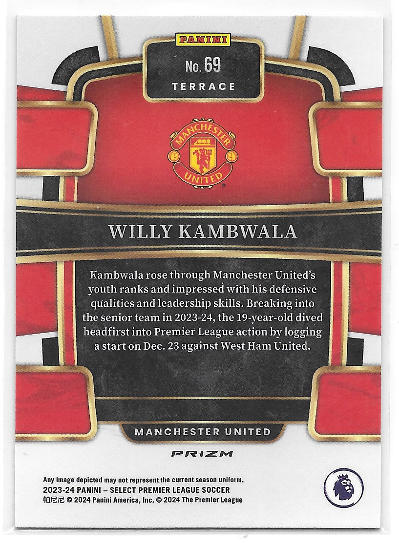 Willy Kambwala (Manchester United) Terrace Red RC Panini Select Premier League 23-24