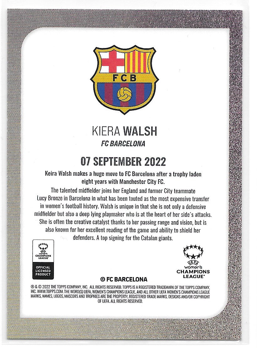 Keira Walsh (FC Barcelona) Star Signing Topps UEFA Summer Signings 22-23