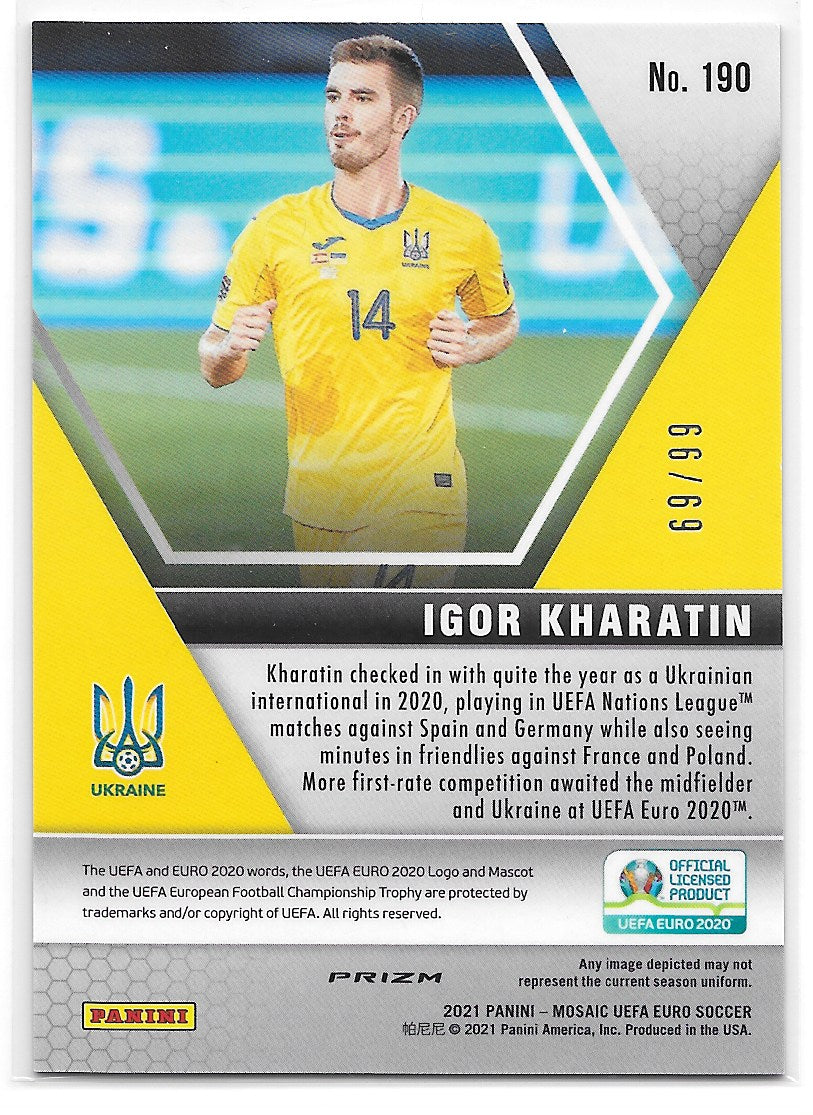 Igor Kharatin (Ukraine) Blue Mosaic /99 Panini Mosaic UEFA Euro 2020