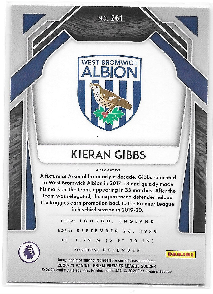 Kieran Gibbs (West Bromwich Albion) Red Pulsar Panini Prizm Premier League 20-21