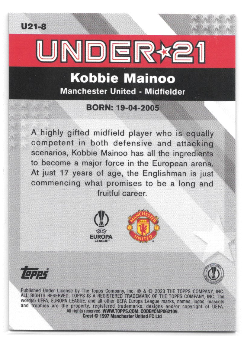 Kobbie Mainoo (Manchester United) Under 21 Stars Topps Merlin Chrome UCC 22-23