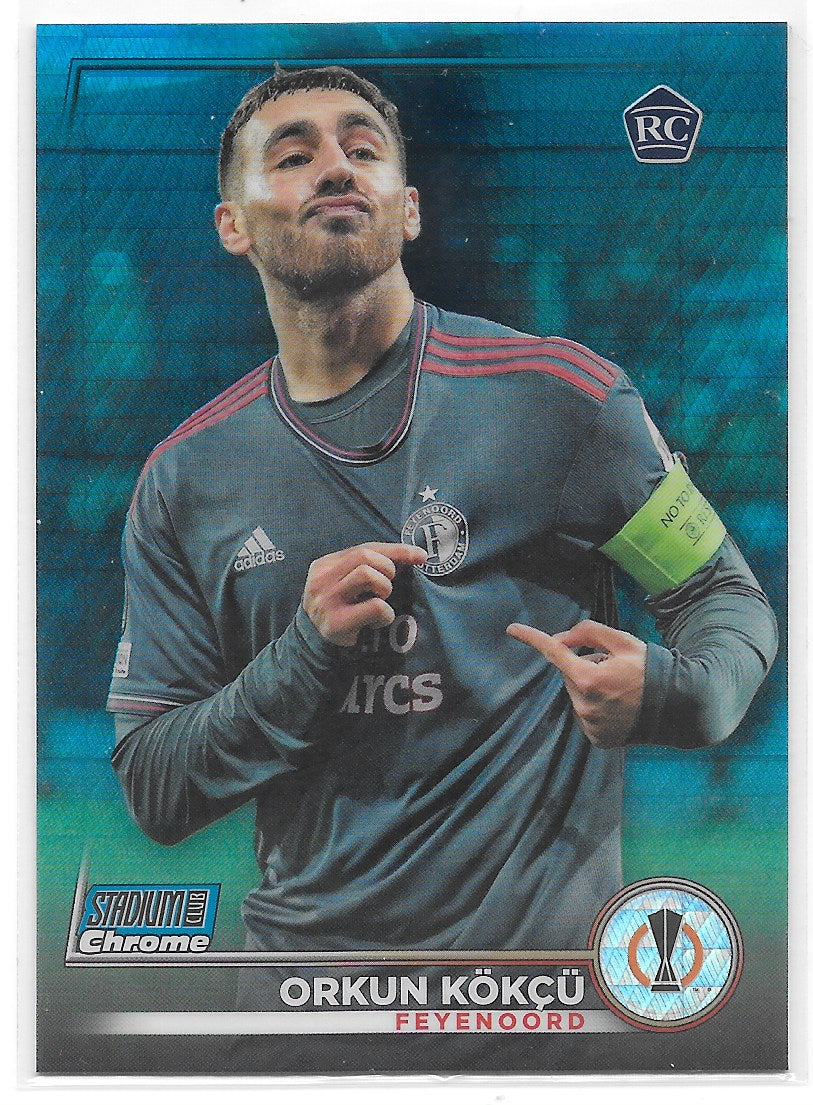 Orkun Kokcu (Feyenoord) Blue Prism Refractor RC Topps Stadium Club Chrome 22-23