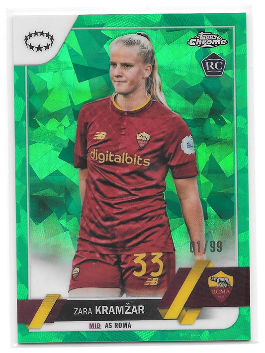 Zara Kramzar (AS Roma) Green /99 RC Topps Chrome Sapphire UEFA Women’s Champions League 22-23