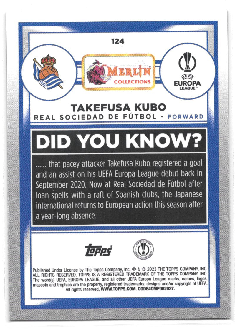 Takefusa Kubo (Real Sociedad) Aqua Prism Refractor Topps Merlin Chrome UCC 22-23