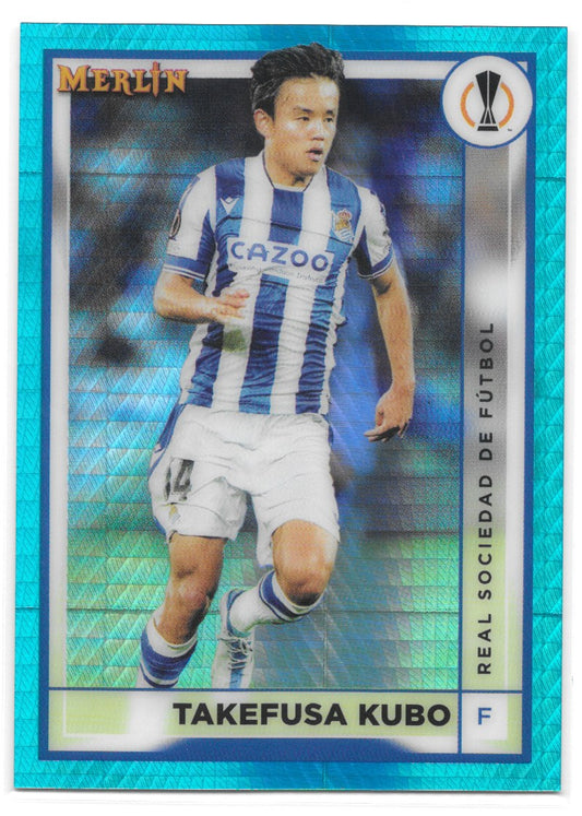 Takefusa Kubo (Real Sociedad) Aqua Prism Refractor Topps Merlin Chrome UCC 22-23