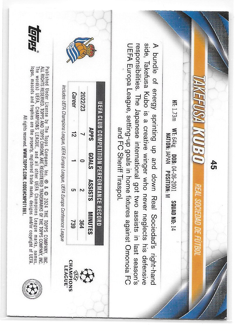 Takefusa Kubo (Real Sociedad) Colour Match /99 Topps Chrome UCC 23-24