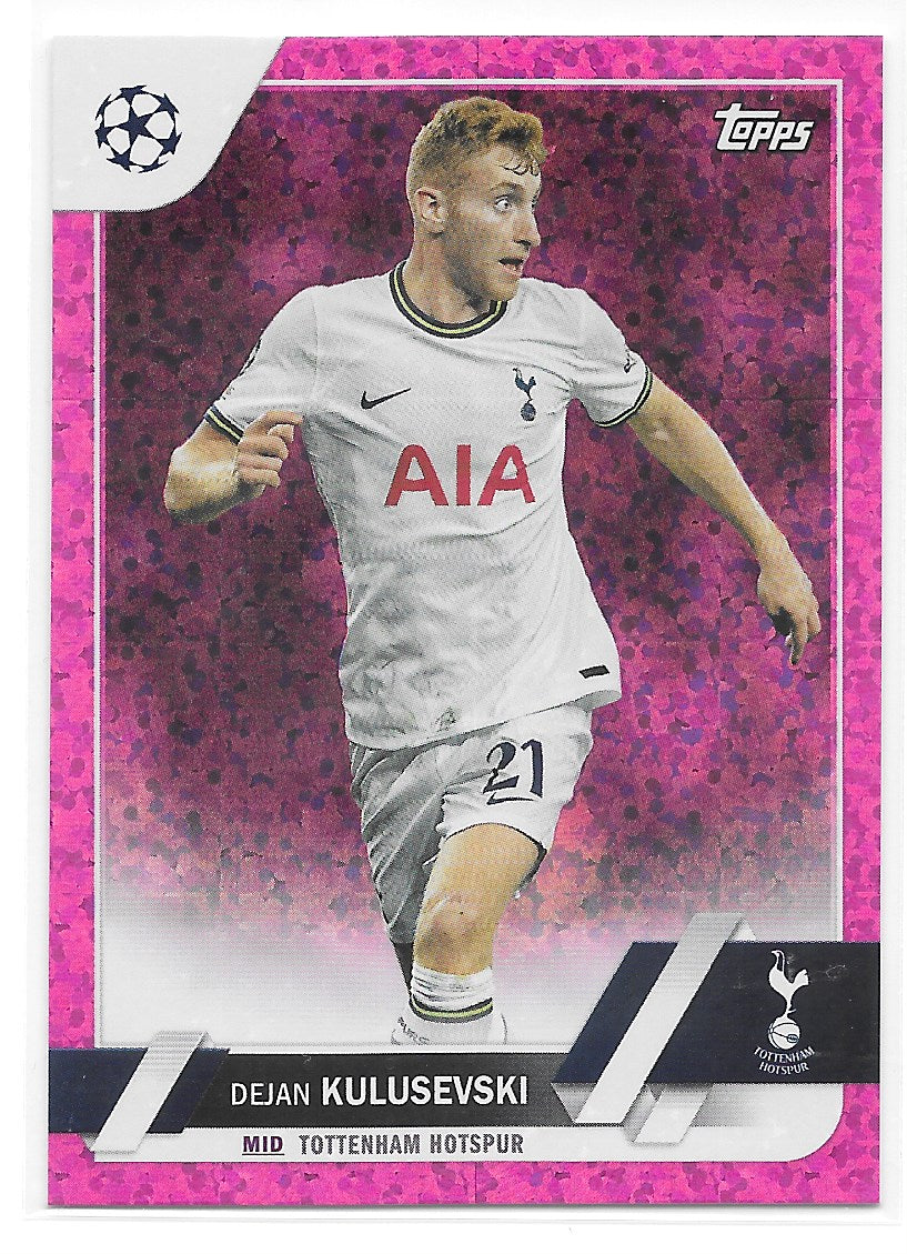 Dejan Kulusevski (Tottenham Hotspur) Pink Sparkle Topps UCC Flagship 22-23