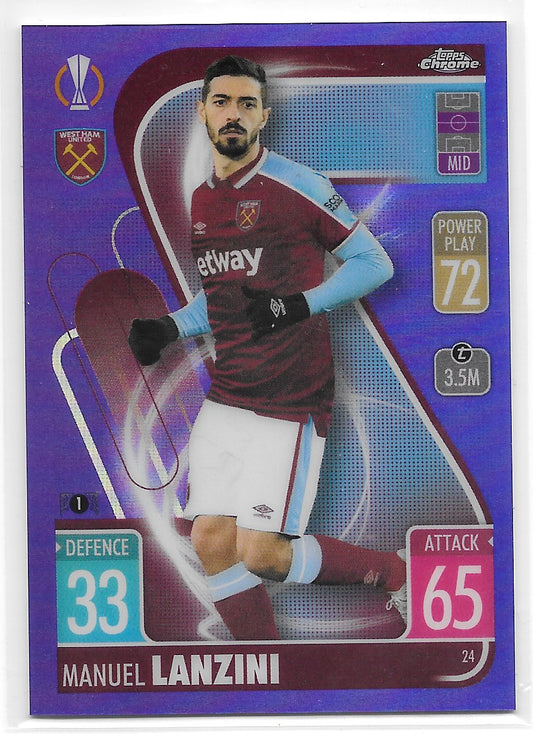 Manuel Lanzini (West Ham United) Purple Refractor /299 Topps Chrome Match Attax UEFA 21-22