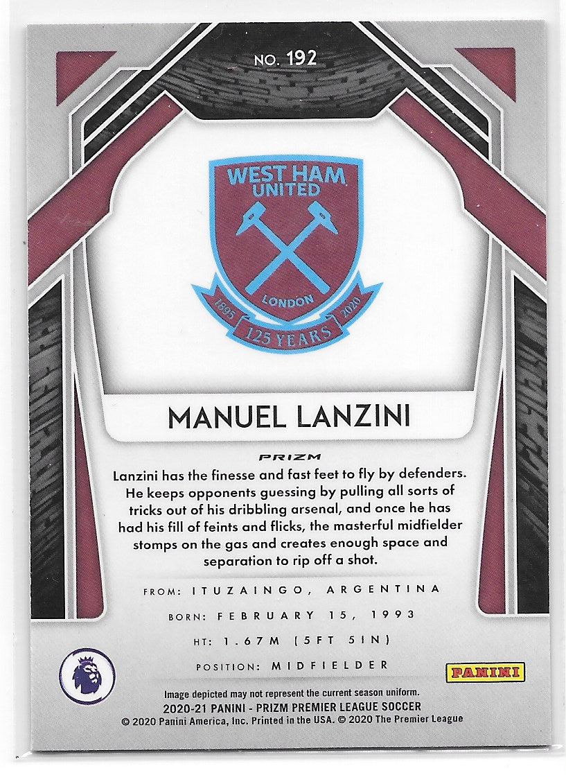 Manuel Lanzini (West Ham United) Red Pulsar Panini Prizm Premier League 20-21